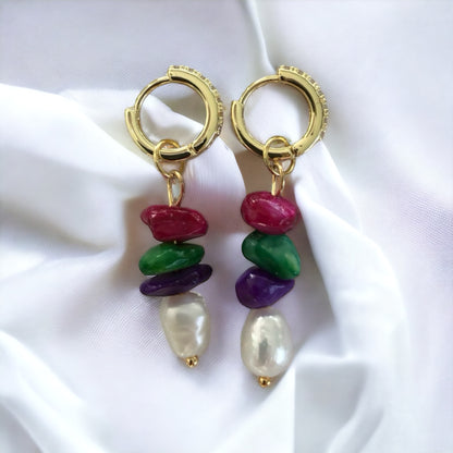 Echtsteinperlenohrringe